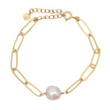 Bracelet doré et perle de culture