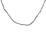 Collier doré petites perles multicolores et noeuds verts 60 cm