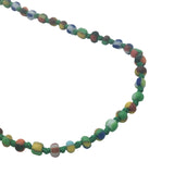 Collier doré petites perles multicolores et noeuds verts 60 cm