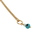 Collier doré petit oeil bleu avec perle d'eau douce 42 cm