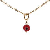 Collier doré petit oeil rouge avec perle d'eau douce 42 cm