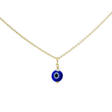 Collier doré petit oeil bleu et perle de culture