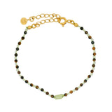 Bracelet doré duo de prehnite et oeil de tigre