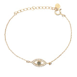 Openwork eye bracelet with stone and zircons