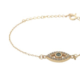 Openwork eye bracelet with stone and zircons