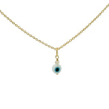 Collier doré petit oeil blanc perle de culture 42 cm