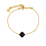 Small stone clover gold bracelet