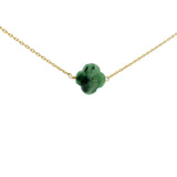 Collier doré grand trèfle Rubis zoisite facettée