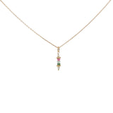 Golden necklace with stone pendant and golden balls