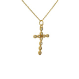 Collier doré croix et pierre de lune gouttes 42 cm