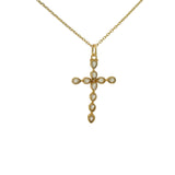 Collier doré croix et pierre de lune gouttes 42 cm