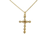 Collier doré croix et pierre de lune gouttes 42 cm