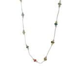 Beige thread choker necklace with stone mix