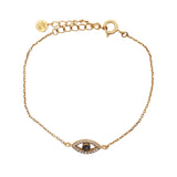 Bracelet doré oeil zircons et labradorite