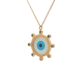 Gold necklace with mother-of-pearl eye and zircons