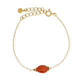 Bracelet doré pierre cornaline et pierre de lune pêche