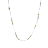 Collier doré fil beige et perles 42cm