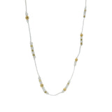 Collier doré fil beige et perles 42cm