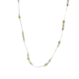 Collier doré fil beige et perles 42cm