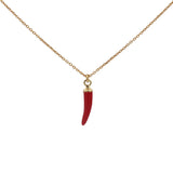 18K fine gold plated brass chili pepper necklace