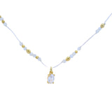 Collier en fil pierre de lune et pendentif zircon blanc 42cm