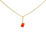 Gold necklace with small square natural stone and pearl