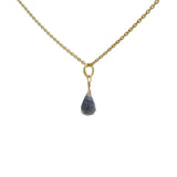 Gold necklace and faceted drop stone