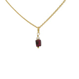 Gold necklace with small square natural stone and pearl