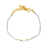 Bracelet doré en pierres facettées pierre de lune et labradorite
