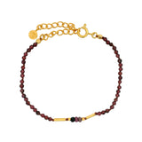 Bracelet doré avec grenat, rubis zoisite et tubes dorés