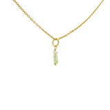 Gold necklace with small square natural stone and pearl