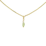 Gold necklace with small square natural stone and pearl