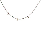 Collier doré rubis zoisite, perles de culture et pampilles 42 cm
