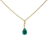 Collier doré petite goutte emeraude facettée