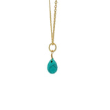 Gold necklace and faceted drop stone