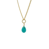 Gold necklace and faceted drop stone