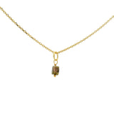 Gold necklace with small square natural stone