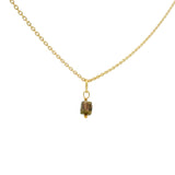 Gold necklace with small square natural stone