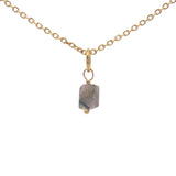 Collier doré petite pierre rectangle 42 cm