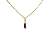 Gold necklace with small square natural stone