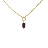 Gold necklace with small square natural stone