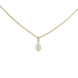 Gold necklace with small square natural stone