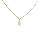 Gold necklace with small square natural stone