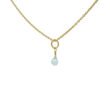 Golden necklace with small faceted natural stone