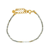 Bracelet doré petites perles dorées labradorite et pierre de lune