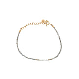 Bracelet doré labradorite, pierre de lune et perles dorées