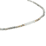 Bracelet doré labradorite, pierre de lune et perles dorées