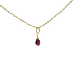 Gold necklace with faceted flat natural stone
