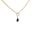 Gold necklace with faceted flat natural stone