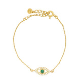 Openwork eye bracelet with stone and zircons